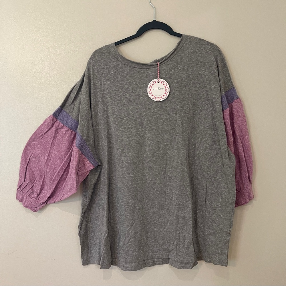 NWT Umgee Gray and Purple Women's Tunic Top